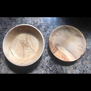 Handcrafted Wood Bowl/Plate Local WI Artist Set Farmhouse Natural Wood 7.5”X2.5”